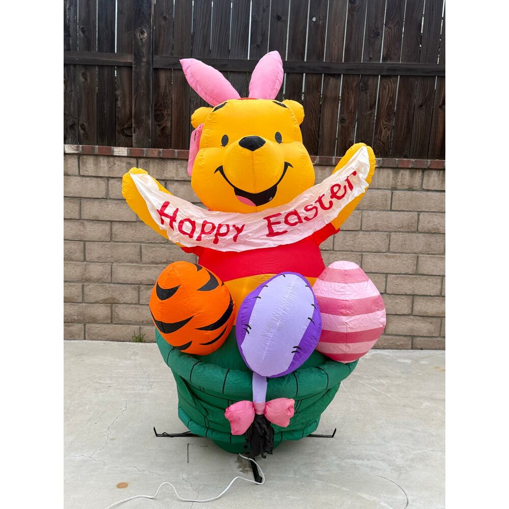 Disney Gemmy Winnie The Pooh "Happy Easter" Airblown Inflatable Over 6 feet